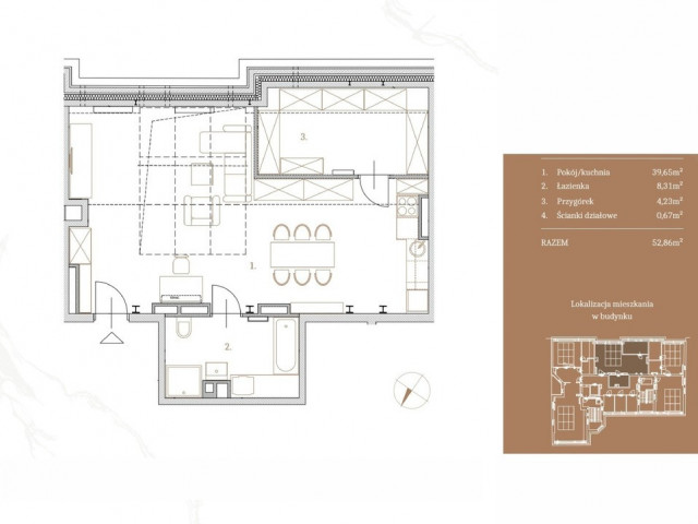 Apartament 52,86 m2 w b. dobry punkt BEZ PCC