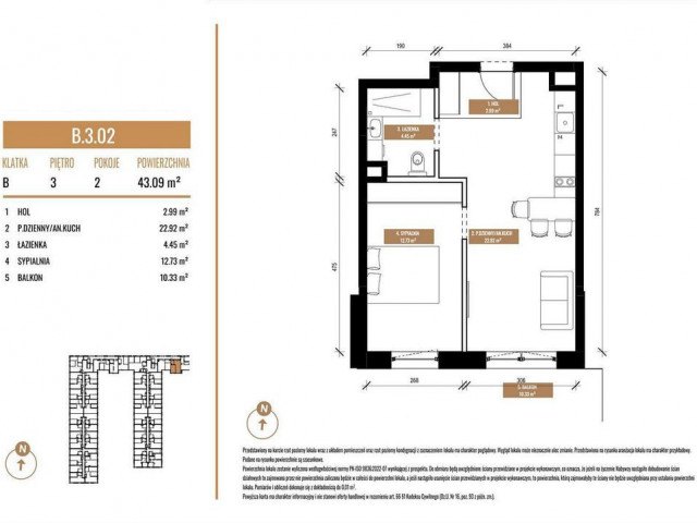 Belg Apartamenty - 2 pokoje 43,11 m2